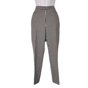 Akris Punto Black and White Gingham Print Pants, Size 6